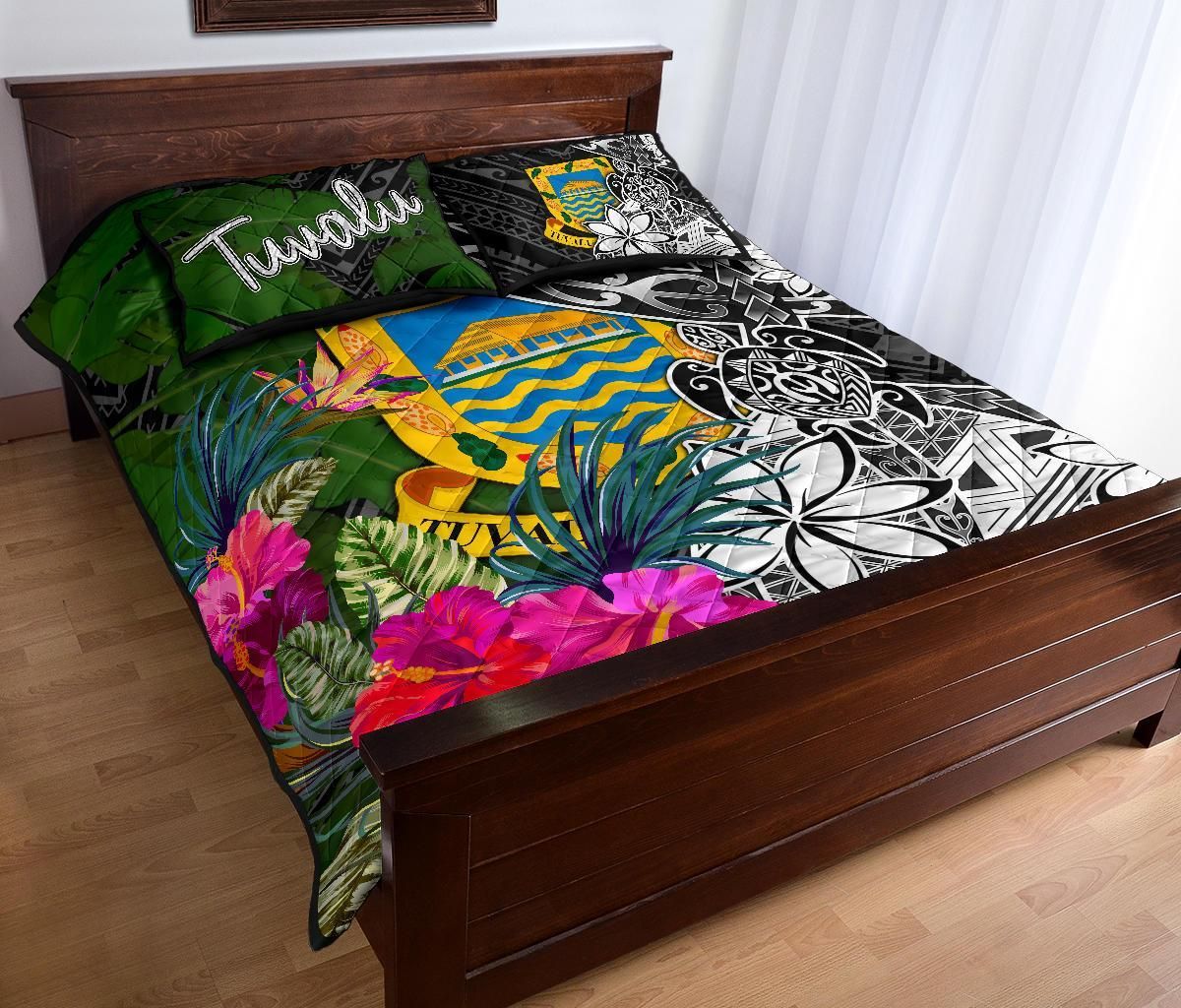 Tuvalu Quilt Bed Set - Turtle Plumeria Banana Leaf