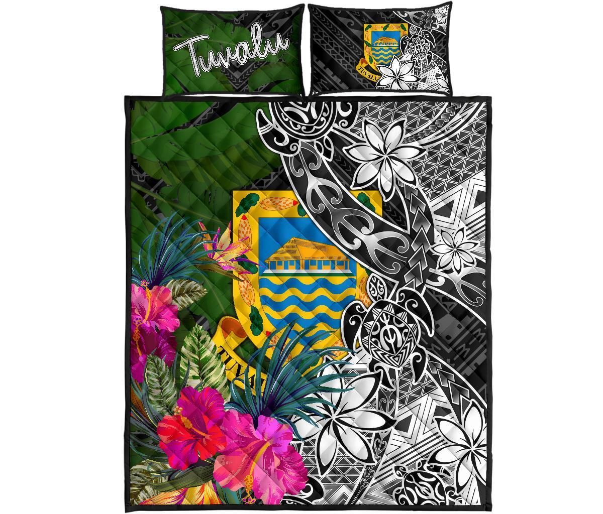 Tuvalu Quilt Bed Set - Turtle Plumeria Banana Leaf