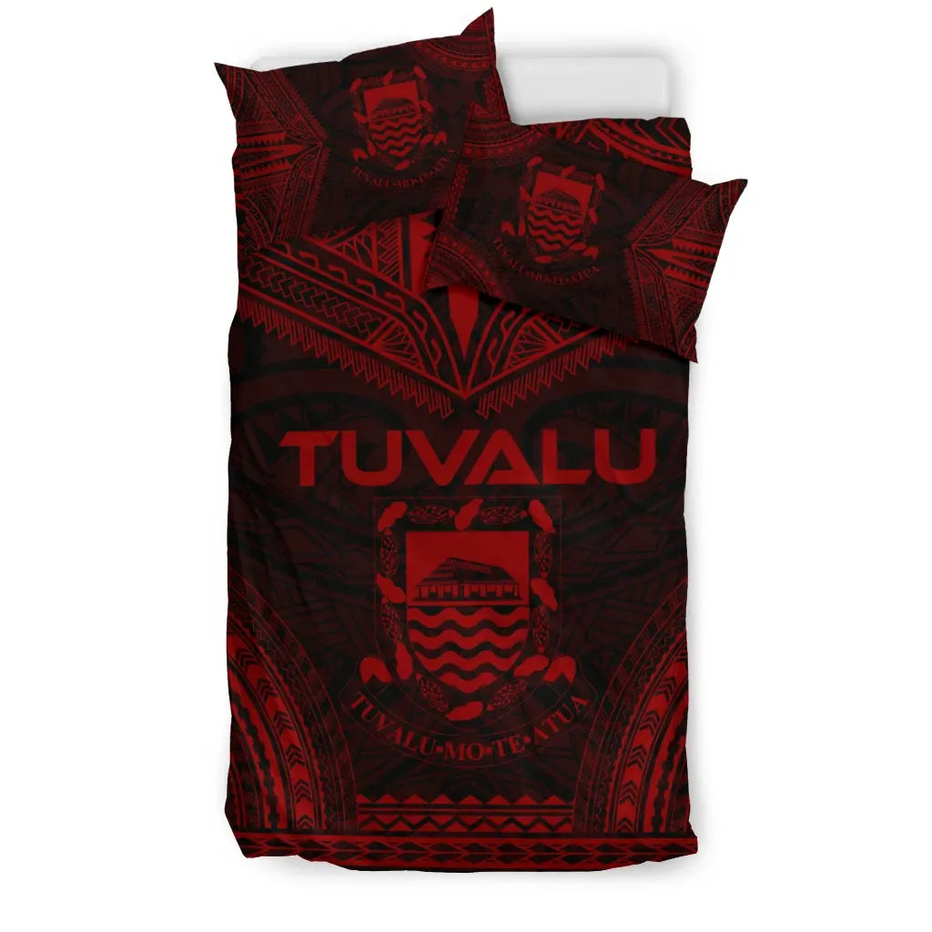 Tuvalu Polynesian Chief Duvet Cover Set - Red Version