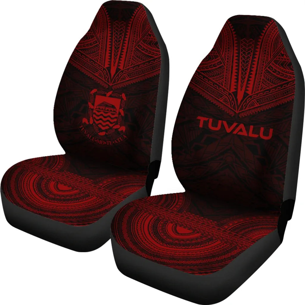 Tuvalu Car Seat Cover - Tuvalu Coat Of Arms Polynesian Chief Tattoo Red Version