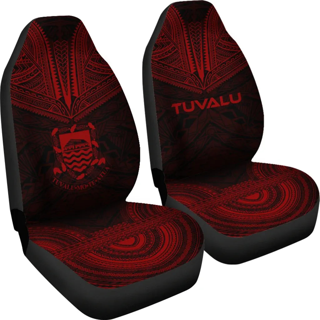 Tuvalu Car Seat Cover - Tuvalu Coat Of Arms Polynesian Chief Tattoo Red Version