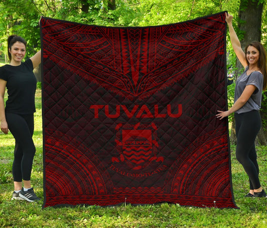 Tuvalu Premium Quilt - Tuvalu Coat Of Arms Polynesian Chief Red Version
