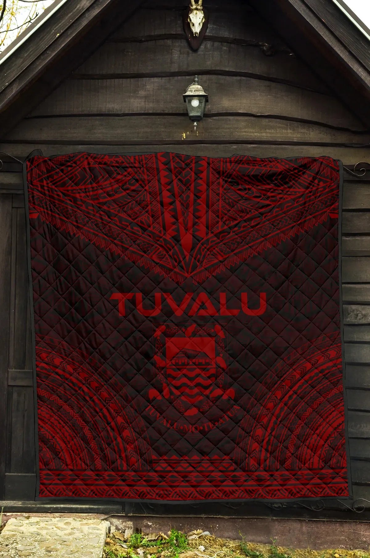 Tuvalu Premium Quilt - Tuvalu Coat Of Arms Polynesian Chief Red Version