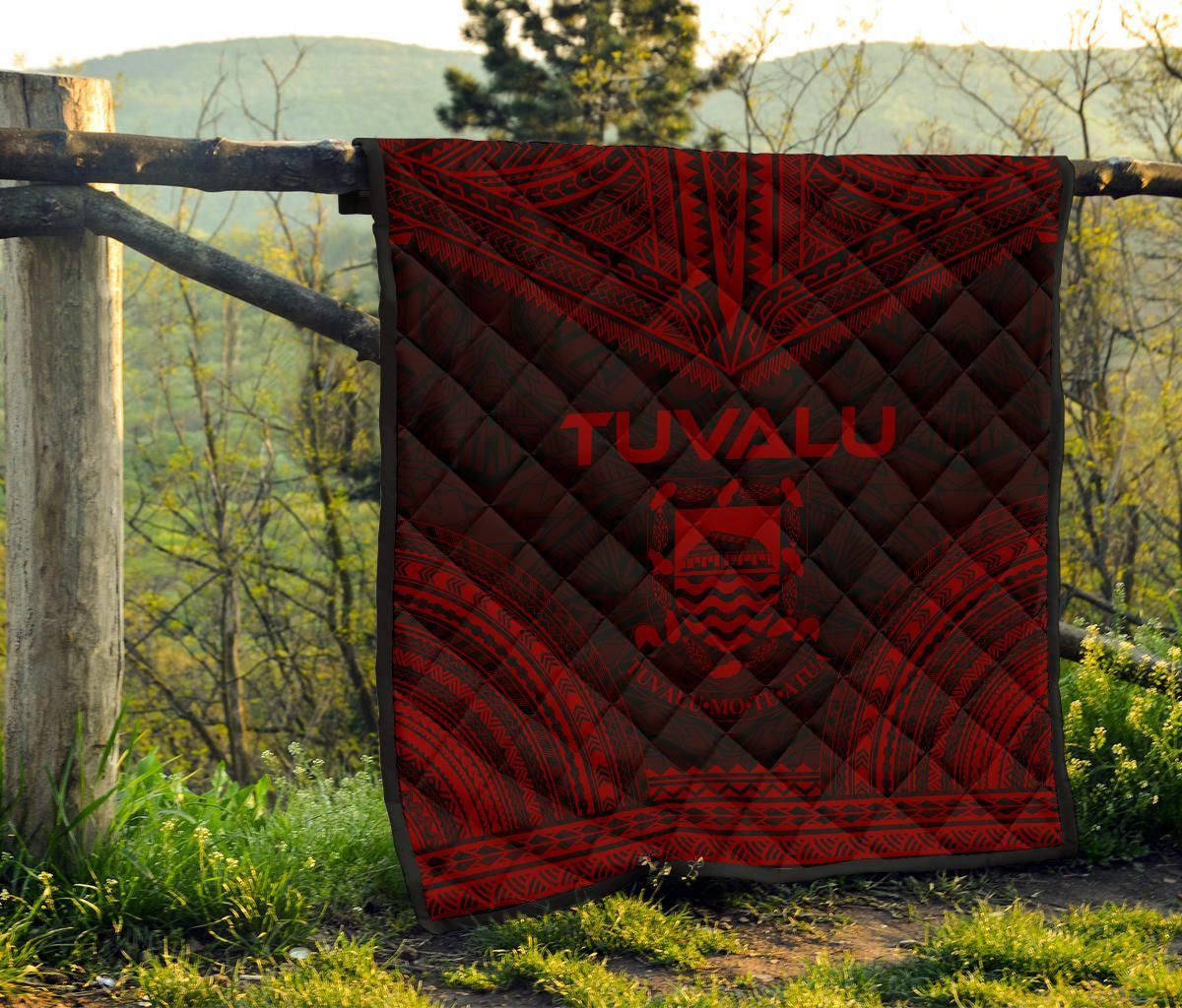 Tuvalu Premium Quilt - Tuvalu Coat Of Arms Polynesian Chief Red Version