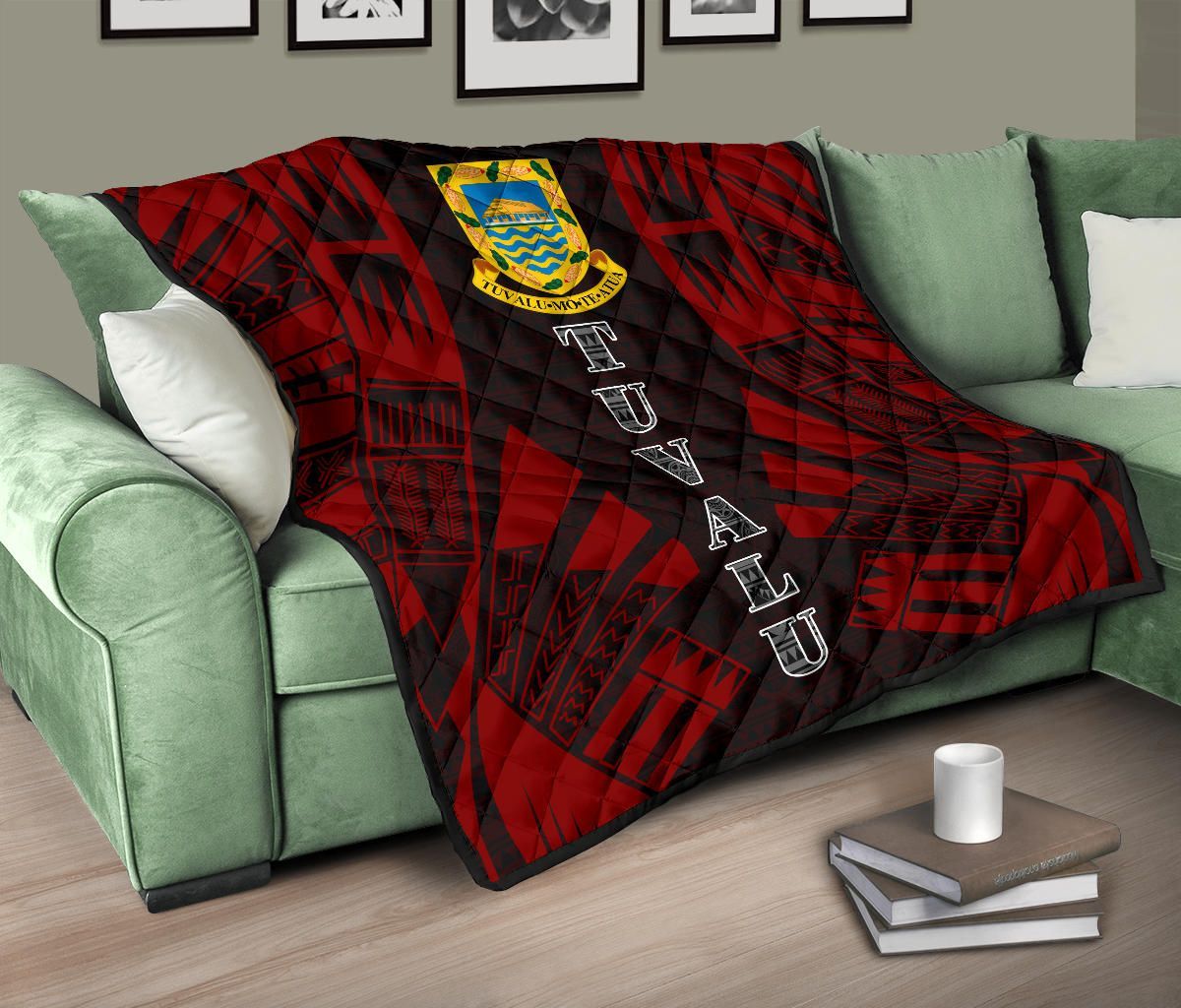 Tuvalu Premium Quilt - Tuvalu Coat Of Arms Polynesian Red Tattoo