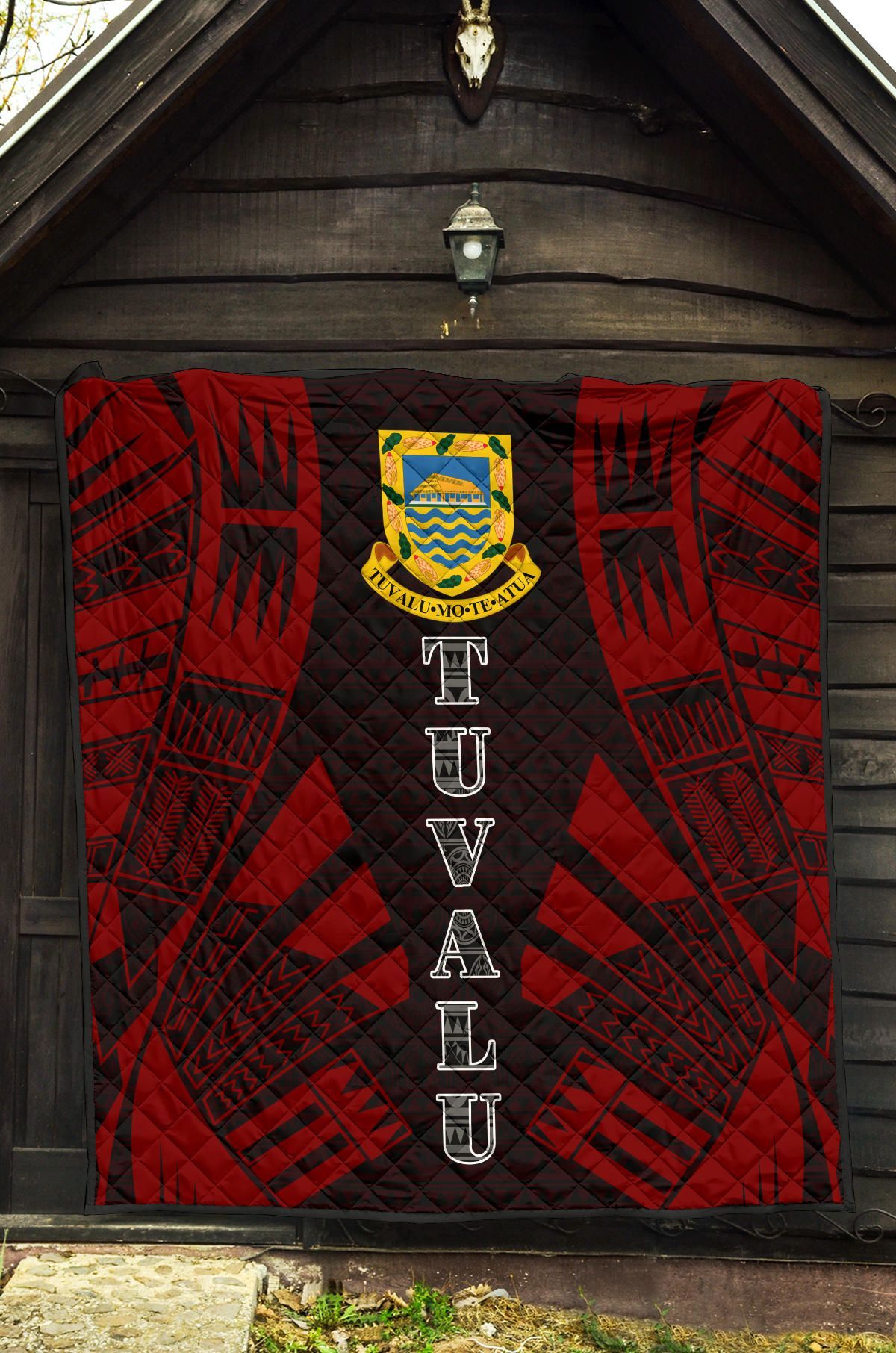Tuvalu Premium Quilt - Tuvalu Coat Of Arms Polynesian Red Tattoo
