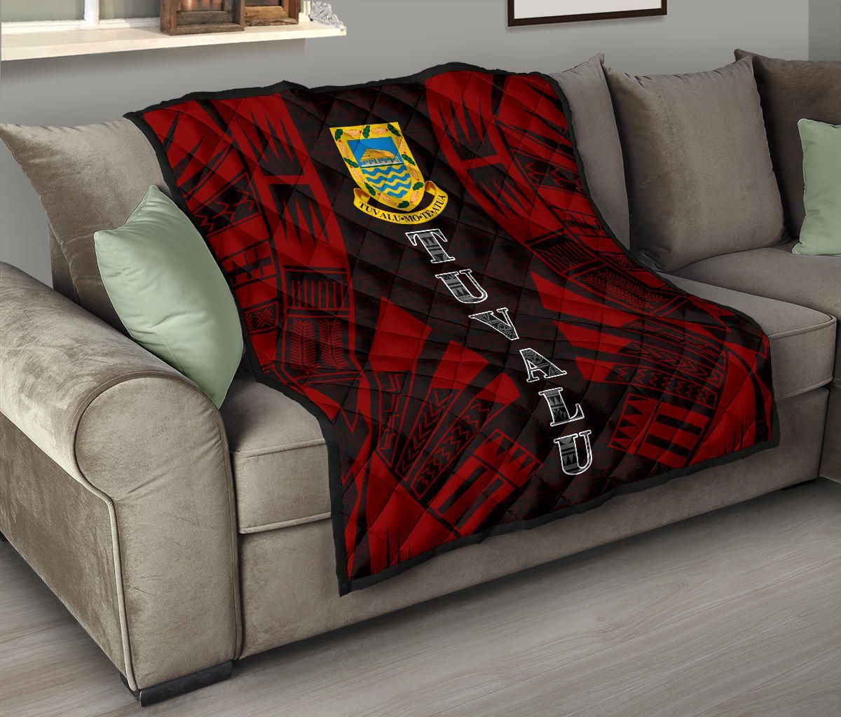 Tuvalu Premium Quilt - Tuvalu Coat Of Arms Polynesian Red Tattoo