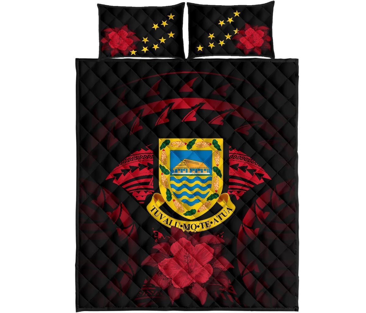 Tuvalu Polynesian Quilt Bed Set Hibiscus Red