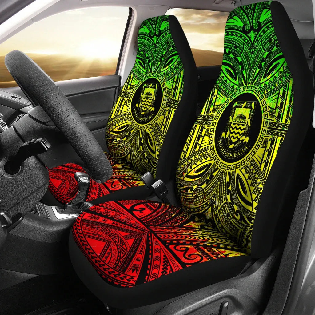 Tuvalu Car Seat Cover - Tuvalu Coat Of Arms Polynesian Reggae Style