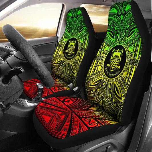 Tuvalu Car Seat Cover - Tuvalu Coat Of Arms Polynesian Reggae Style