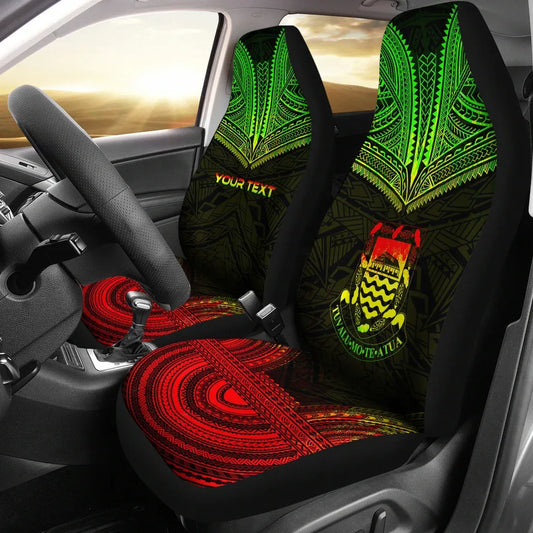 Tuvalu Custom Personalised Car Seat Cover - Tuvalu Coat Of Arms Polynesian Chief Tattoo Reggae Version