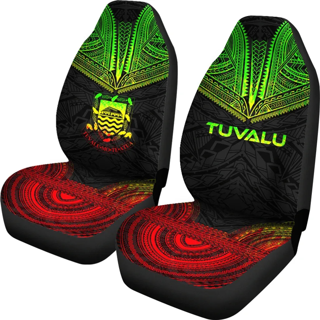 Tuvalu Car Seat Cover - Tuvalu Coat Of Arms Polynesian Chief Tattoo Reggae Version