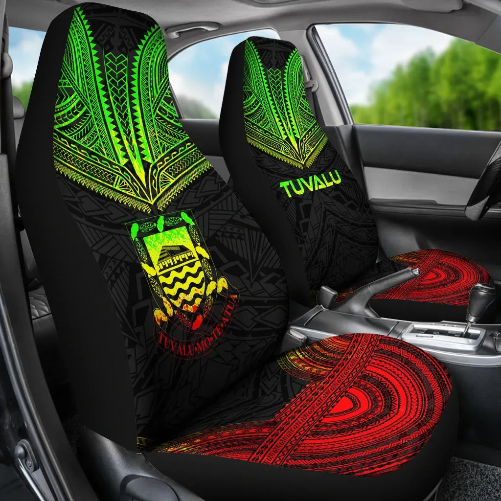 Tuvalu Car Seat Cover - Tuvalu Coat Of Arms Polynesian Chief Tattoo Reggae Version