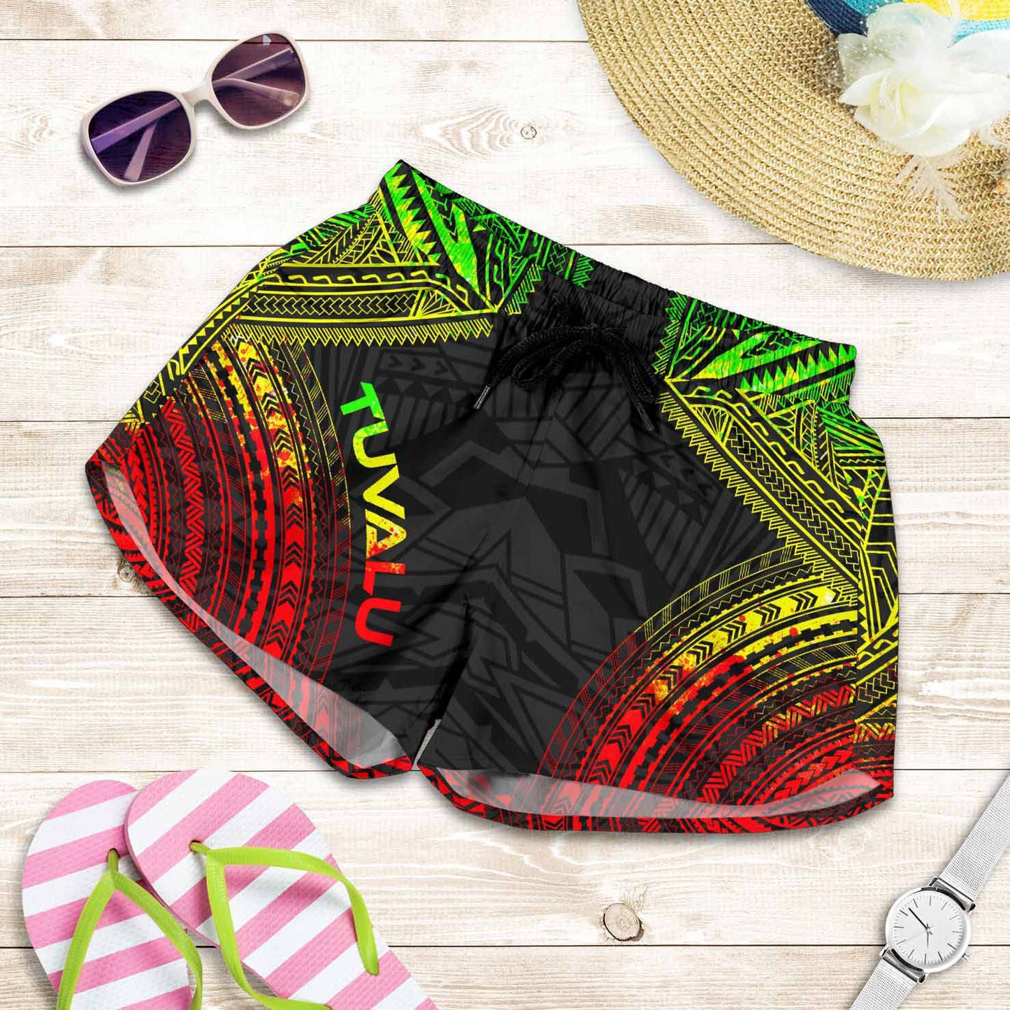 Tuvalu Women Shorts - Polynesian Chief Reggae Version