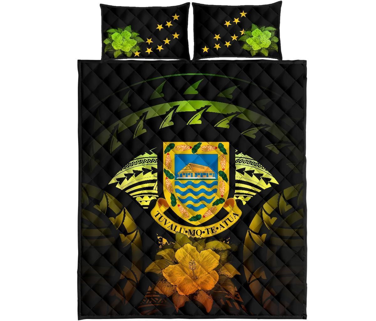 Tuvalu Polynesian Quilt Bed Set Hibiscus Reggae