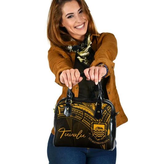 Tuvalu Shoulder Handbag - Cross Style Gold Color