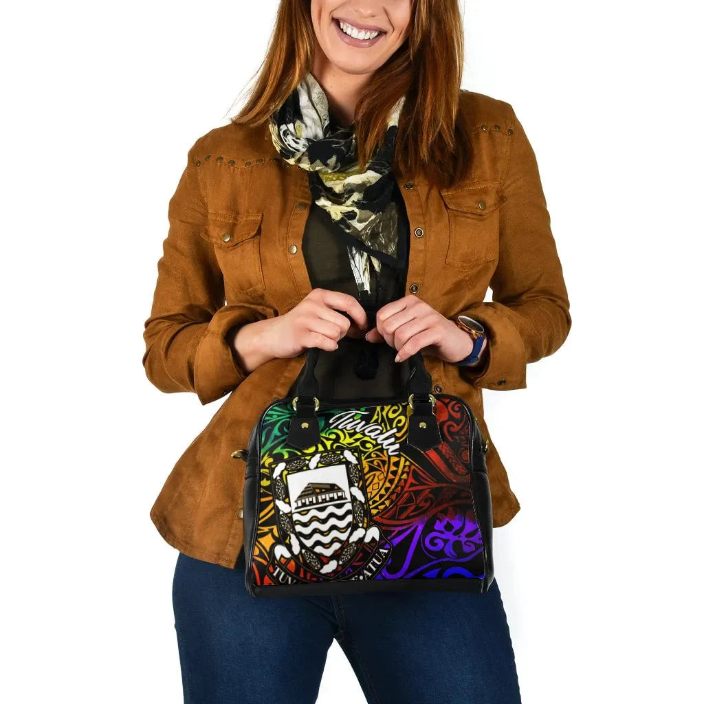 Tuvalu Shoulder Handbag - Rainbow Polynesian Pattern