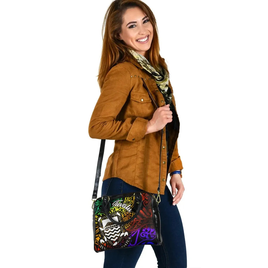 Tuvalu Shoulder Handbag - Rainbow Polynesian Pattern