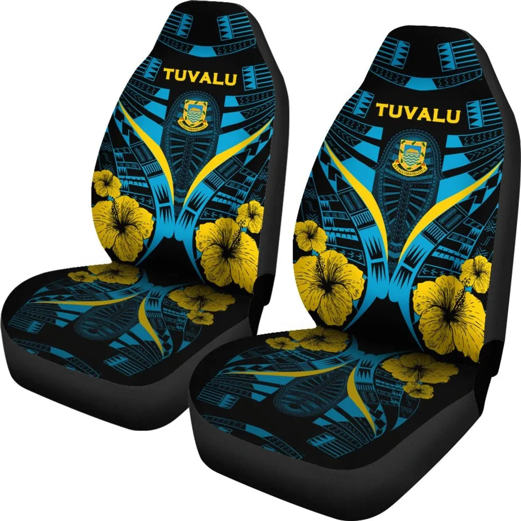 Tuvalu Car Seat Covers - Tuvalu Coat Of Arms Hibiscus Polynesian Tattoo