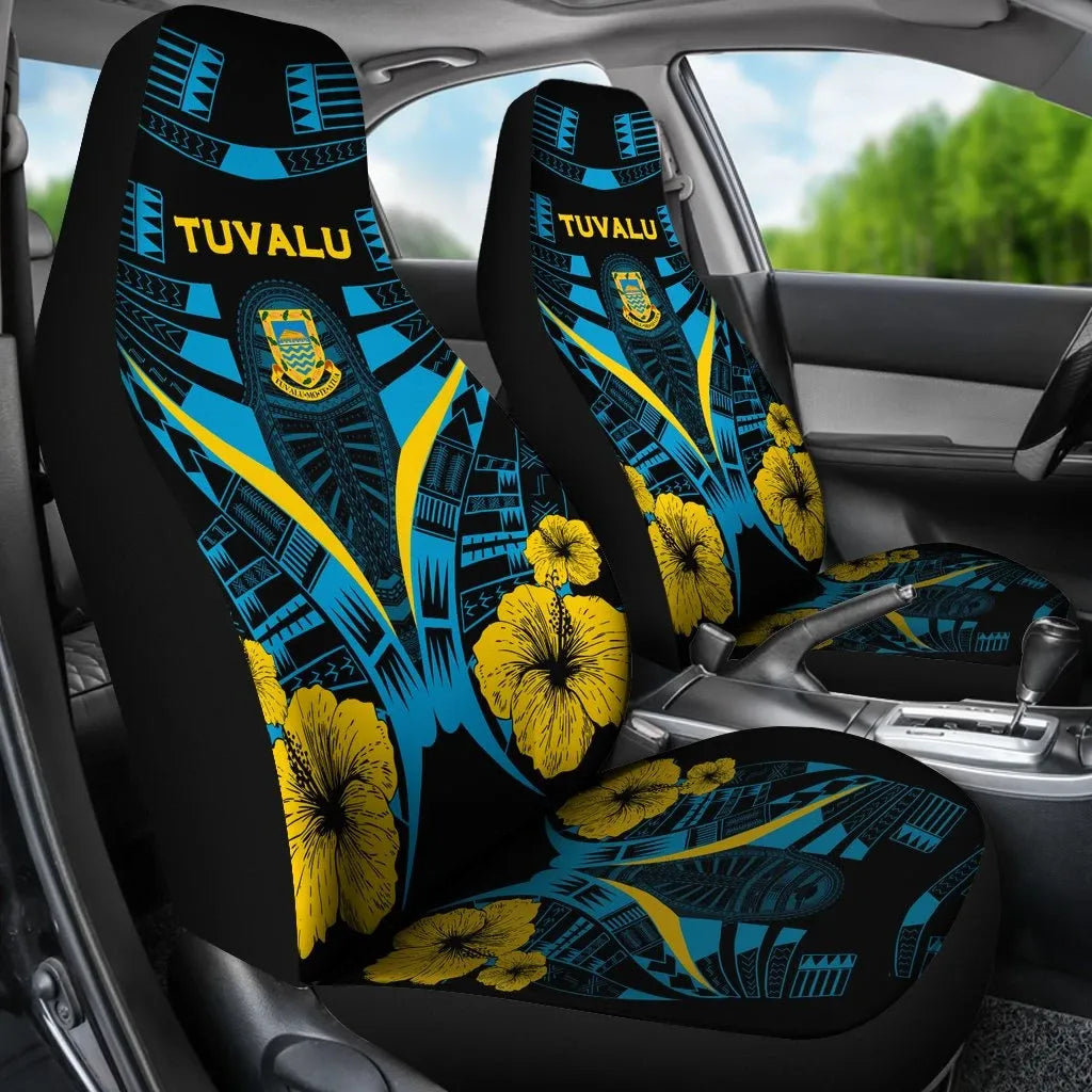 Tuvalu Car Seat Covers - Tuvalu Coat Of Arms Hibiscus Polynesian Tattoo