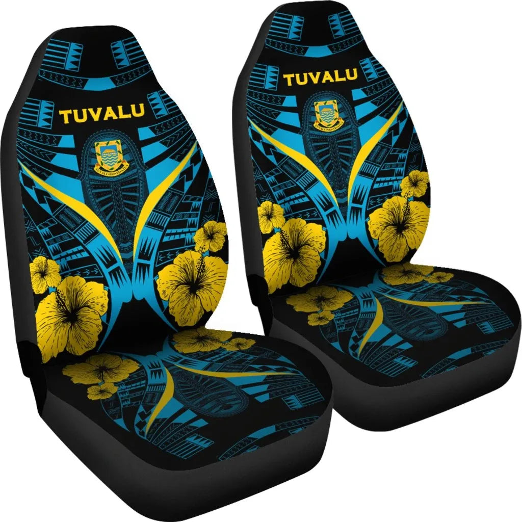 Tuvalu Car Seat Covers - Tuvalu Coat Of Arms Hibiscus Polynesian Tattoo