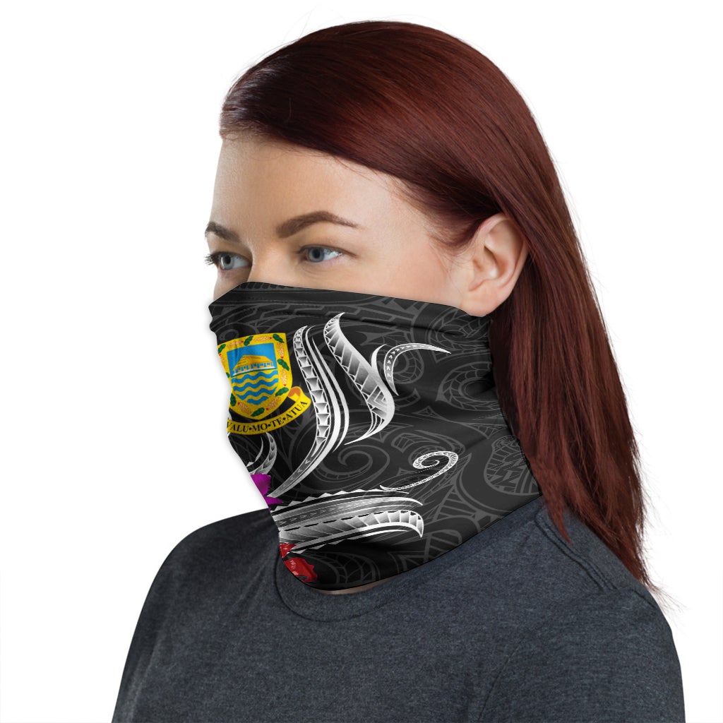 Tuvalu Neck Gaiter Tropical Flower with Polynesian Pattern