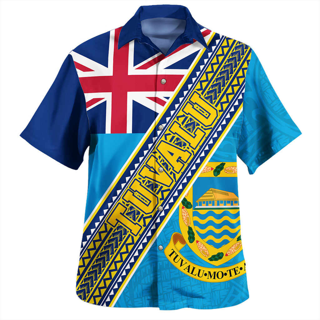 Tuvalu Hawaiian Shirt Flag And Coat Of Arms