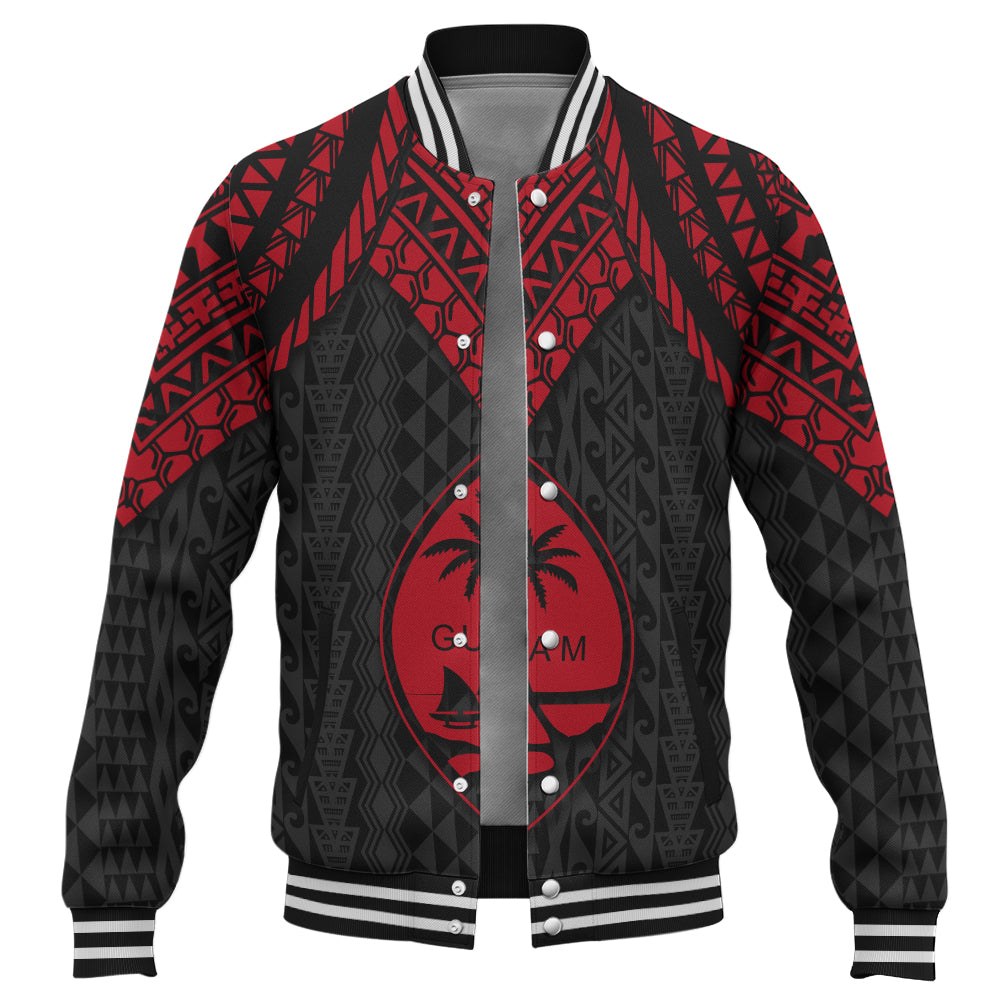 Guam Baseball Jacket Polynesian Armor Style Red