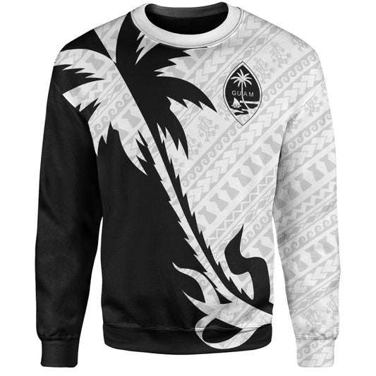 Guam Sweatshirt Custom Tribal Coconut Tree Half Style