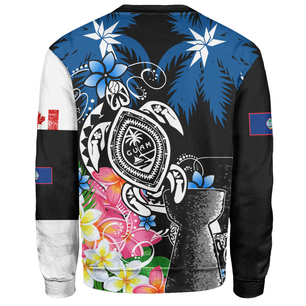 Guam Sweatshirt Chamorro With Seal Turtle Coconut Tree