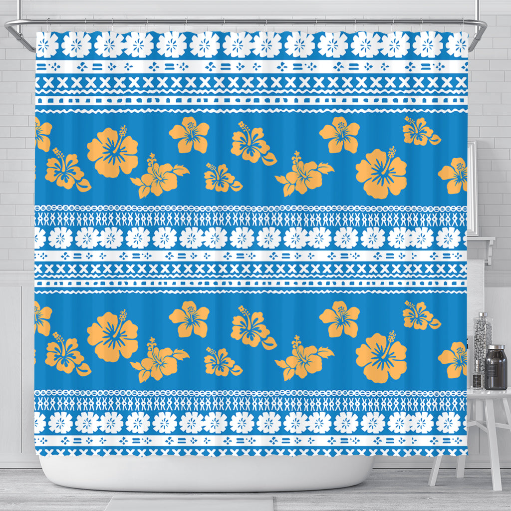 Fiji Shower Curtain Tapa Flower Fabric Print