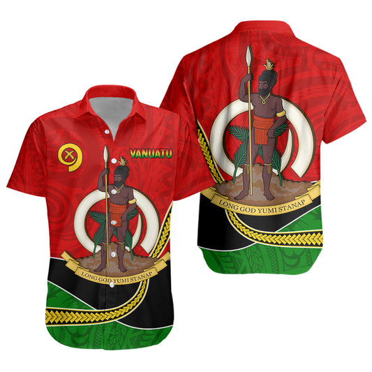 Vanuatu Short Sleeve Shirt Melanesian Spirit Totem Art