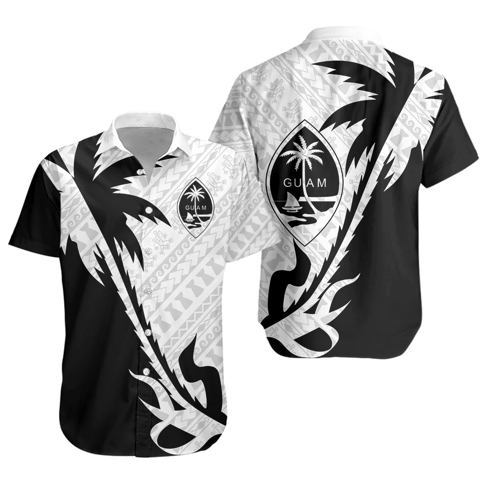 Guam Short Sleeve Shirt Custom Tribal Coconut Tree Half Style