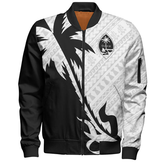 Guam Bomber Jacket Custom Tribal Coconut Tree Half Style