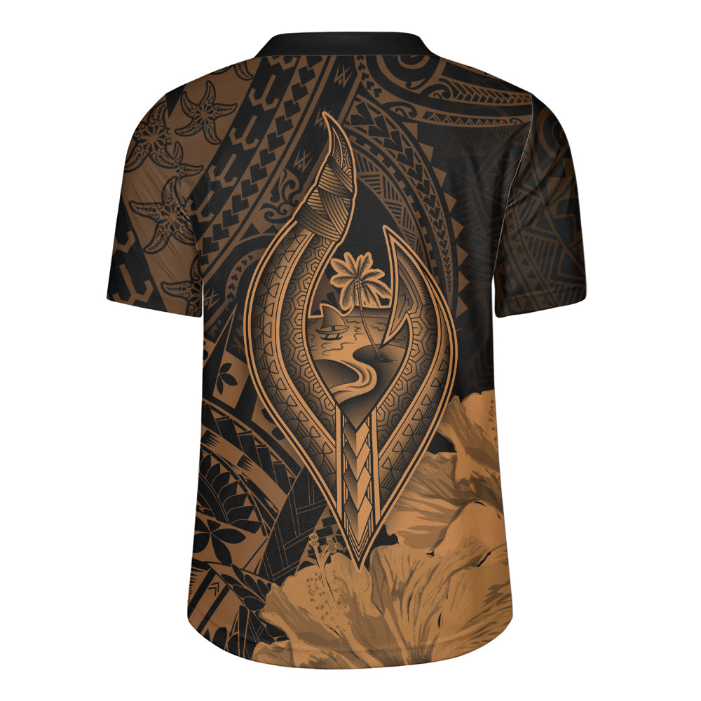 Guam Rugby Jersey Tribal Seal Hook Hibiscus Style