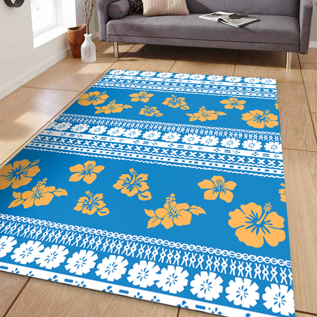 Fiji Area Rug Tapa Flower Fabric Print