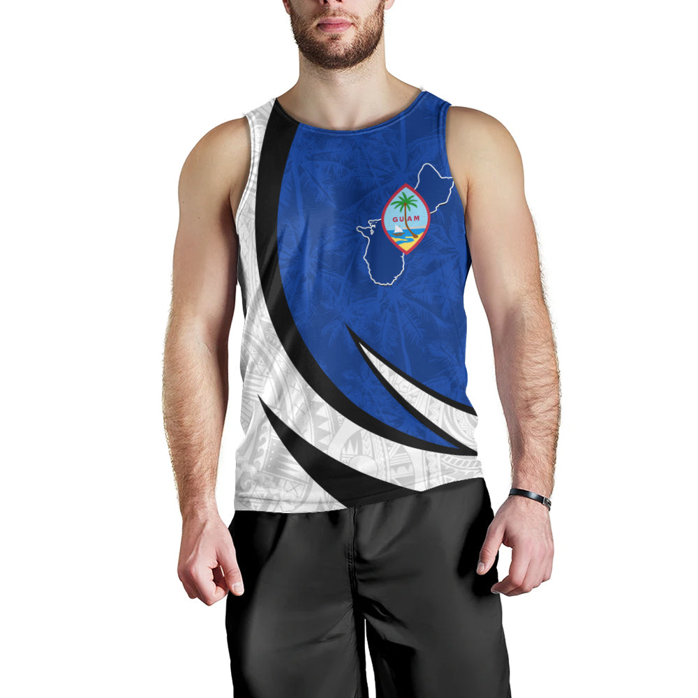 Guam Tank Top Seal And Map Tribal Coconut Tree Pattern Circle Curve