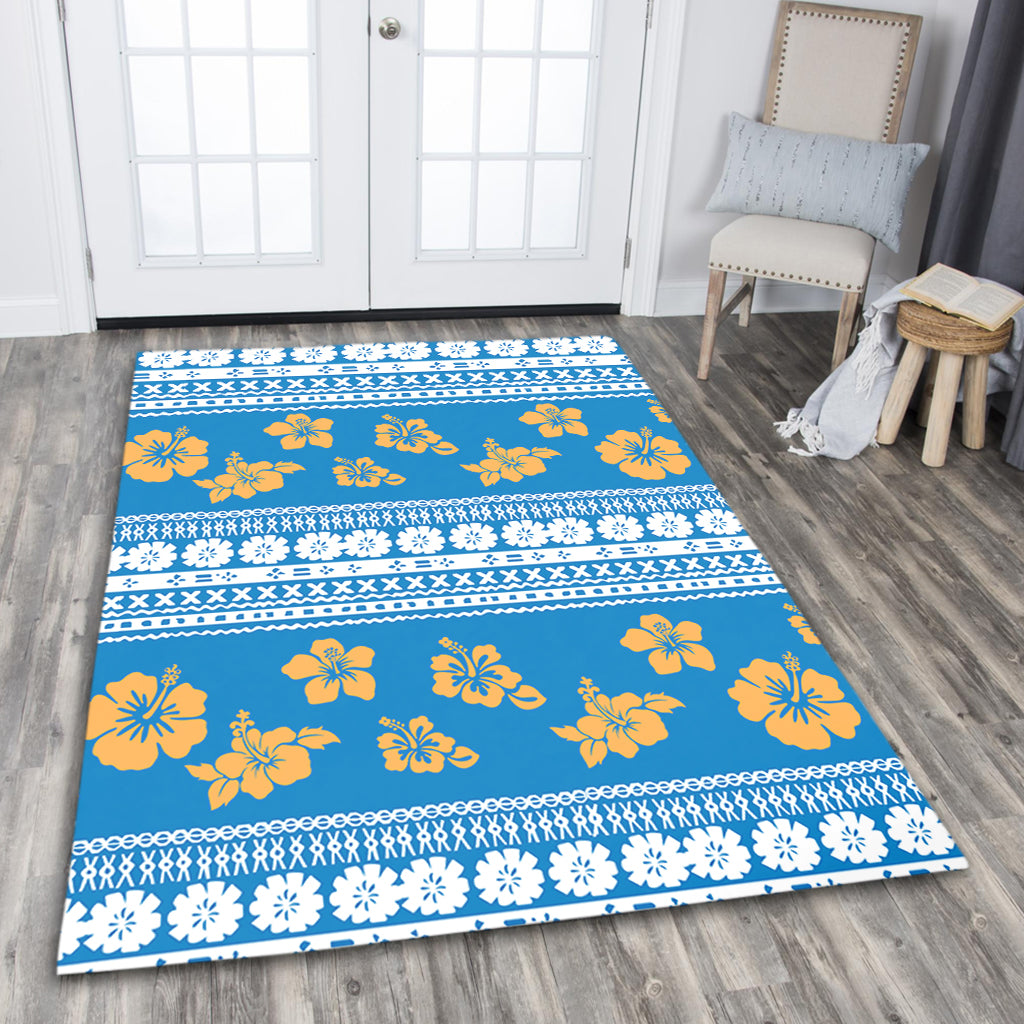 Fiji Area Rug Tapa Flower Fabric Print