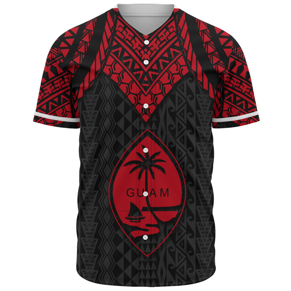 Guam Baseball Shirt Polynesian Armor Style Red