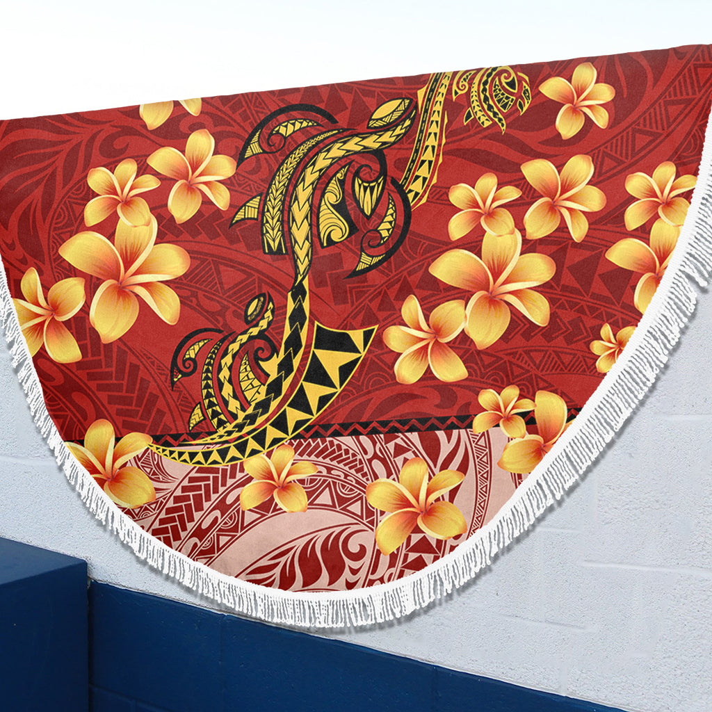 Hawaii Beach Blanket Plumeria Flower Fabric Design