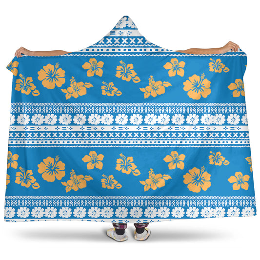 Fiji Hooded Blanket Tapa Flower Fabric Print