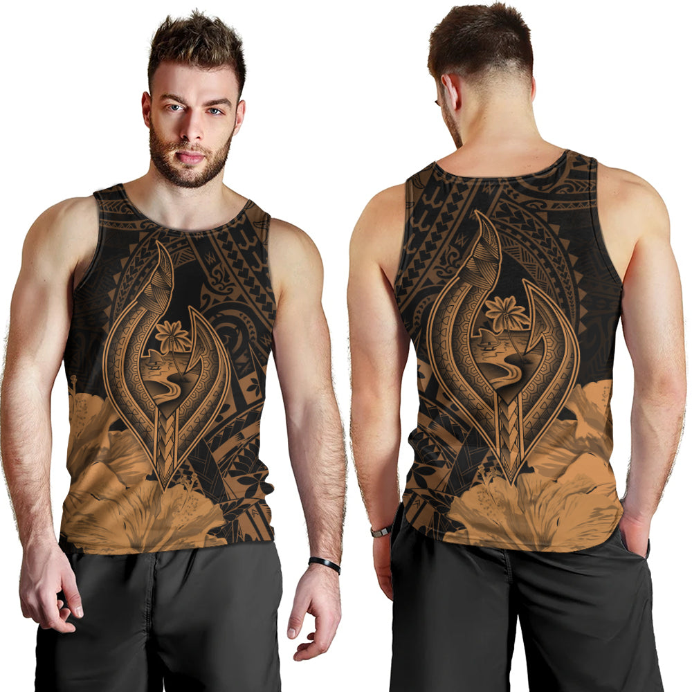Guam Tank Top Tribal Seal Hook Hibiscus Style