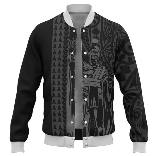 Hawaii Baseball Jacket Polynesian Tribal King Kamehameha I Kakau