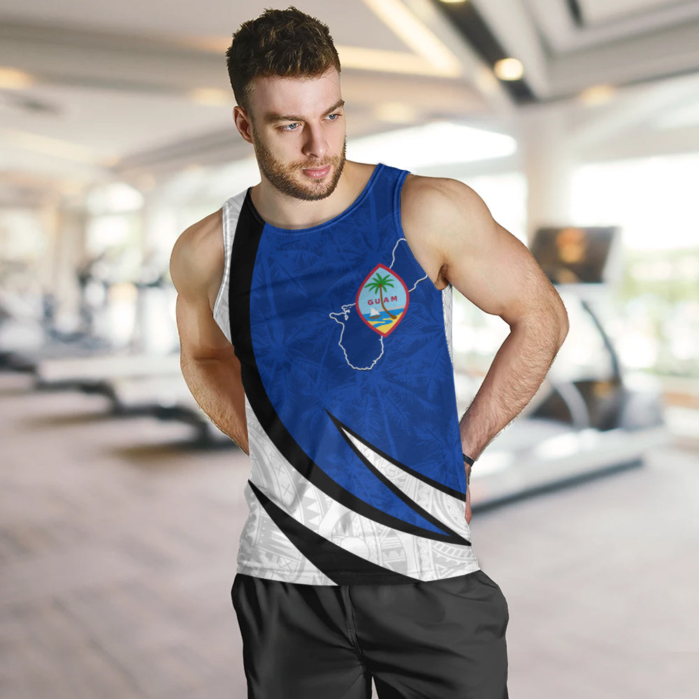 Guam Tank Top Seal And Map Tribal Coconut Tree Pattern Circle Curve