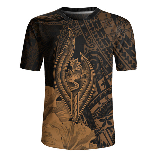 Guam Rugby Jersey Tribal Seal Hook Hibiscus Style