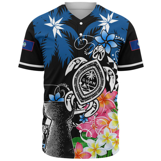 Guam Baseball Shirt Chamorro With Seal Turtle Coconut Tree