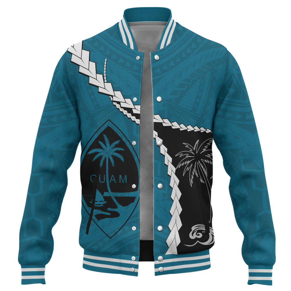 Guam Baseball Jacket Tribal Spirits Coconut Tree