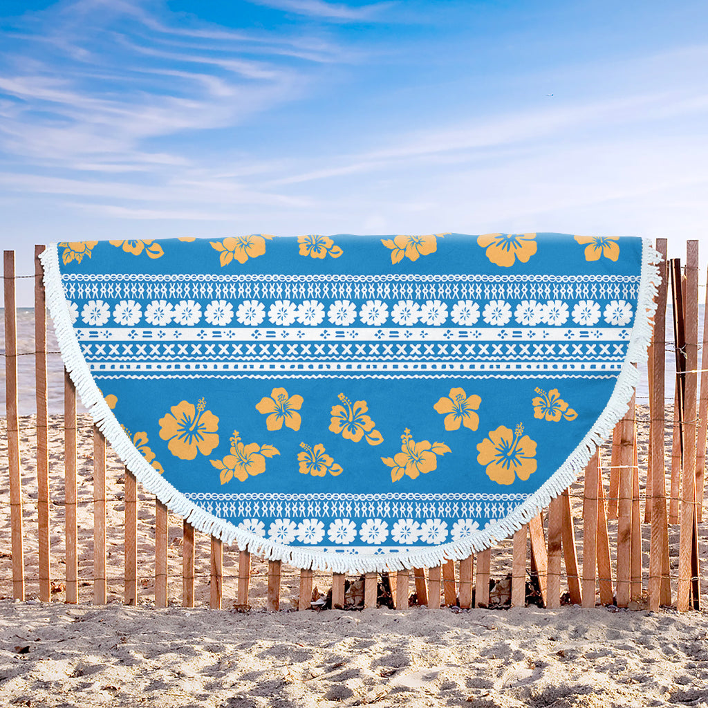 Fiji Beach Blanket Tapa Flower Fabric Print