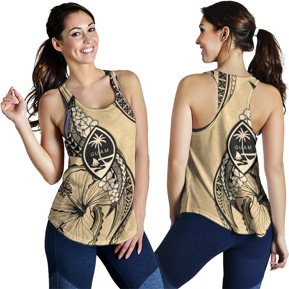 Guam Women Tank Tribal Tropical Flower With Pattern Leaves