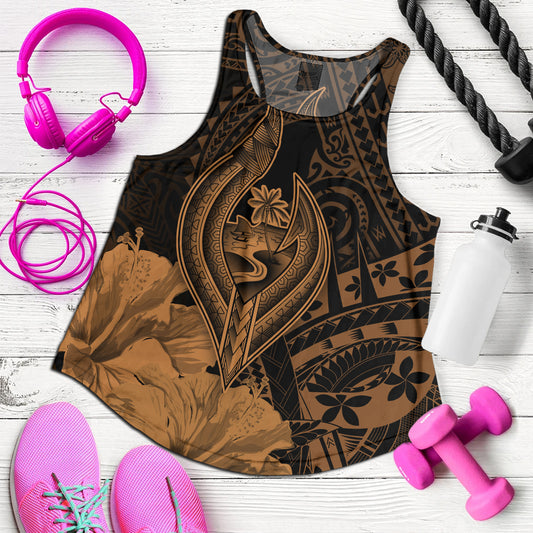 Guam Women Tank Tribal Seal Hook Hibiscus Style